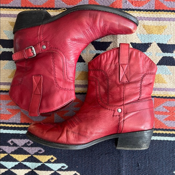 Franco Sarto Burgandy-red Leather Women's Cowboy Boots size 8.5 - Picture 10 of 13